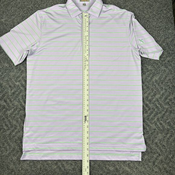 Peter Millar Shirt Men’s Medium Summer Comfort Polo Performance Purple Stripes - Picture 3 of 7
